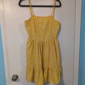 Yellow floral backless vacay dress with ties